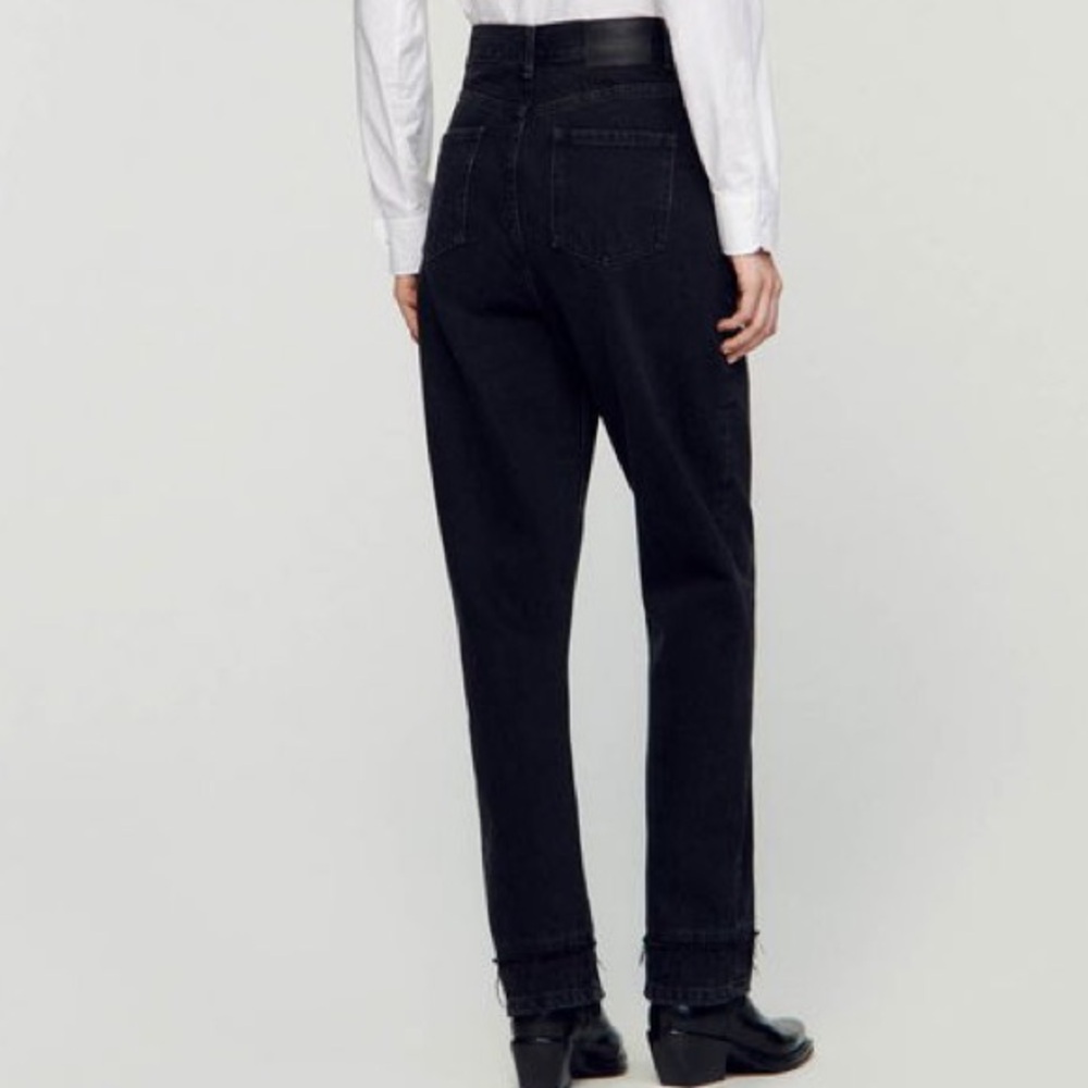 SANDRO women’s Stern Western Belted High Rise Straight Jeans in Black - Picture 3 of 16